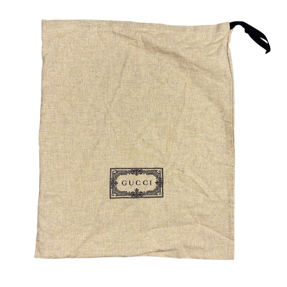 GUCCI Large Dust Bag Tan Linen Cotton Drawstring Pouch Handbag Shoes 17x14